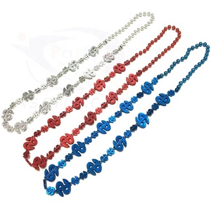 Perline USA Mardi Gras in plastica metallizzata rosso blu argento patriottico collana <span class=keywords><strong>di</strong></span> perline per la decorazione del 4 ° giorno nazionale July - Product Image 5