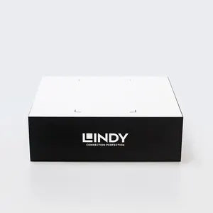 Contrast Lid and Base Box Hard Paper Gift Box Premium Custom Logo Black White with Black Foam Underwear Women Clothing Box LX