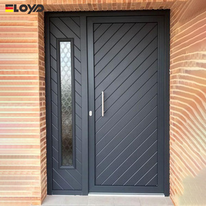 Eloyd 맞춤형 현대 스테인레스 스틸 피벗 정문 빌라 보안 정문을위한 유리가있는 알루미늄 입구 금속 문 - Product Image 3