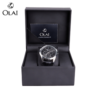 Boîte à <span class=keywords><strong>montre</strong></span> rectangulaire pour <span class=keywords><strong>homme</strong></span> avec logo personnalisé, noire, faite à la main, avec étui de rangement en <span class=keywords><strong>cuir</strong></span> PU tactile - Product Image 3