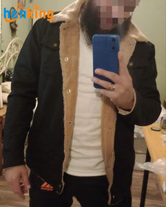 New <b>Mens</b> Thick Warm <b>Jackets</b> Autumn Winter Padded Cotton Stylish Casual Solid Color Windbreak Denim <b>Jacket</b> Lapel Collar Coat - Product Image 6