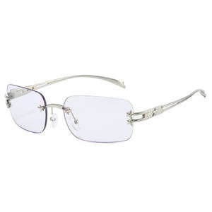 XUEDIAO 2025 Trending Modern Metal Square Gafas <span class=keywords><strong>de</strong></span> <span class=keywords><strong>Sol</strong></span> <span class=keywords><strong>para</strong></span> hombres y mujeres <span class=keywords><strong>de</strong></span> lujo UV400 Gafas sin montura con logotipo personalizado - Product Image 4
