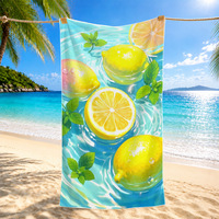 Microfiber Sand Free Beach Towel Quick Dry Fresh Lemon Fruit Floral Print Large Lightweight Pool Bath Towel for Women Summer