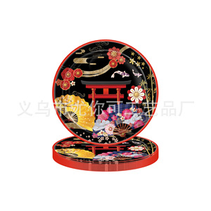 Ensemble de vaisselle jetable pour fête de barbecue japonaise, nappes, assiettes, serviettes, couverts, design traditionnel rouge, décoration de fête - Product Image 3