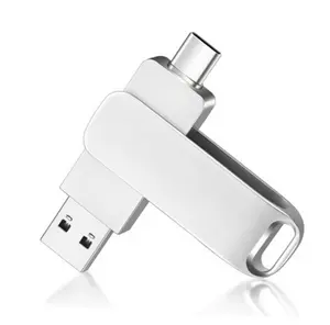 OTG 2 in 1 USB-C 2.0/3.0 Metal Flash Drive Swivel Style OTG Device Phone Available 8GB/16GB/32GB/64GB/128GB/256GB/1TB Capacity