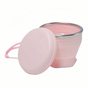 Hot Selling New Arrival 180ml Collapsible Silicone Cup Portable Macaron Folding Silicone Water Cup with Lid Compression <b>Mug</b> - Product Image 1