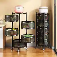 Estante de cocina giratorio para suelo de frutas y verduras, 4 capas, estante de almacenamiento para el hogar, carrito cuadrado negro para fruta