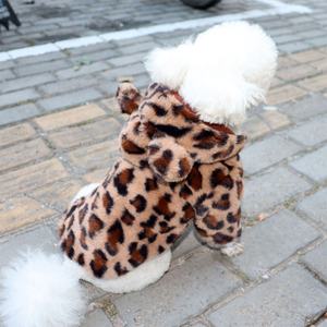 Cálido espesar suave gato perro pijamas estampado de leopardo lindo cremallera con capucha abrigo chaqueta invierno mascota abrigo ropa - Product Image 3