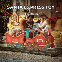 DIY Yanxi Plastic Train de Père Noël Express Rouge avec Traîneau, Jouet de Noël, Décoration Surprise pour Fêtes à Domicile, Bonbons et Chaussettes de Noël JH-W43