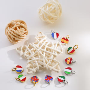 Heart National Flag Stainless Steel 18K Gold Pvd Plated DIY Pendant Jewelry Pendant <strong>Charms</strong> - Product Image 4