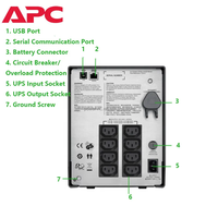 APC Smart-UPS 1000VA 600W SMC1000I Line Interactive Tower UPS 230V dengan Layar LCD AVR & 8xIEC C13 Outlet untuk Server