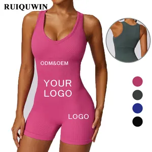 RUIQUWIN OEM Custom Logo Sport Active Wear Gym Workout Romper Activewear 1 Piece Yoga Women's Jumpsuits Playsuits