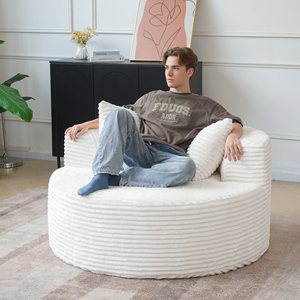 Atunus Moderno apartamento Salón Blanco sofá tapizado de pana vacío comprimido envío redondo acento asiento individual silla sofá - Product Image 3