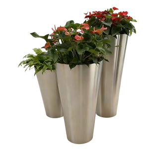 Jardineras cónicas de acero inoxidable hechas a medida con macetas irregulares para cultivo de plantas en exteriores, interiores y patios. - Product Image 6