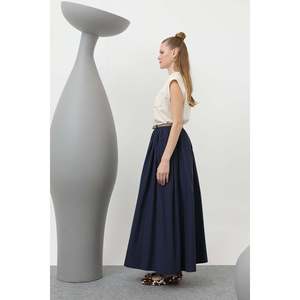 Jupe longue élégante LOREEN pour femme, respirante, taille naturelle, avec ceinture, bleu marine, coupe confortable pour le bureau et le quotidien, style moderne - Product Image 5