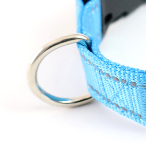 Collier pour animaux de compagnie en tissu nylon durable à double bande réfléchissante, motif uni, 2,5*46-50 cm, visibilité facile pour les promenades nocturnes - Product Image 5