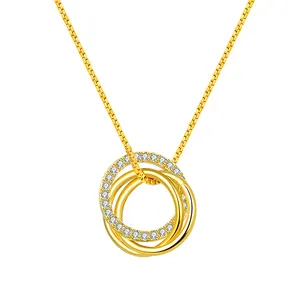 RINNTIN SN175韩国珠宝圈项链925纯银18k黄金珠宝