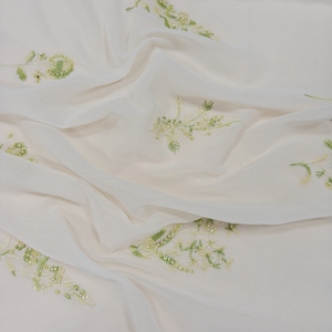 Tissu en mousseline de soie française tissé de haute qualité, élégant, avec broderie de perles et de paillettes, pour la confection de robes de soirée et de mariage pour garçons - Product Image 2