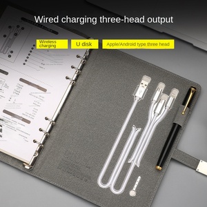Auf Lager A3 <span class=keywords><strong>Notebook</strong></span> Leder hülle Multifunktion ale A5 Wireless Charging USB-Disk Mobile Office Netzteil Business Gift Boxed - Product Image 5