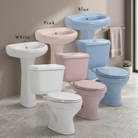 Offre Spéciale rose couleur lavage céramique sanitaire rose 2 pièces toilette et lavabo piédestal ensemble à bas prix en Inde
