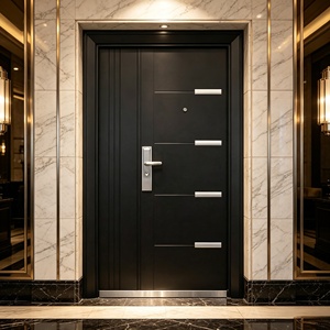 Porte d'entrée moderne en acier fini, porte de sécurité antivol avec bandes décoratives minimalistes pour usage résidentiel et commercial - Product Image 5