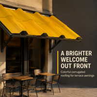 Techo Corrugado Amarillo Brillante para Toldos de Terraza de Cafeterías, Áreas de Comedor al Aire Libre y Proyectos de Toldos Comerciales
