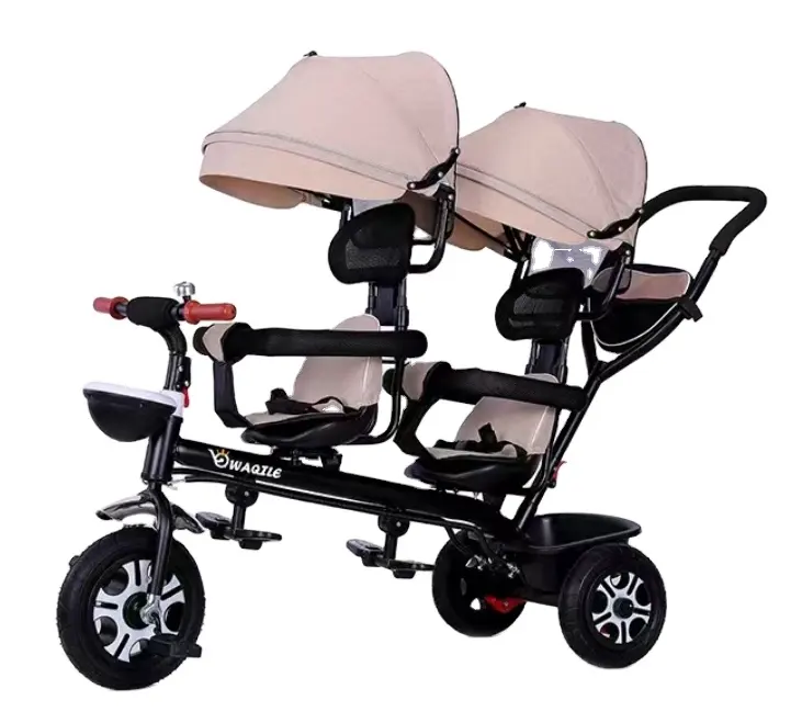 Трехколесная коляска с двумя колесами легко складывается для двух человек переносная трехколесная коляска