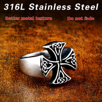 SS8-620R acier soldat vintage nordique viking conception anneau de croix nordique homme en acier inoxydable doigt bijoux