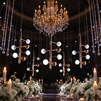 Lustre Suspendu Sphérique en Acrylique de Haute Qualité Or Rose, Décoration Minimaliste pour Mariage, Décoration de Plafond de Luxe