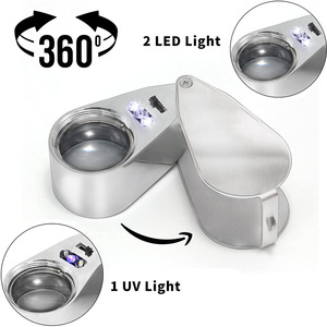 Portatile 40x da tasca pieghevole in acciaio gioielliere lente di ingrandimento a LED luce UV gioielli lente d'ingrandimento strumento essenziale per il <span class=keywords><strong>lavoro</strong></span> di <span class=keywords><strong>gioielleria</strong></span> - Product Image 6