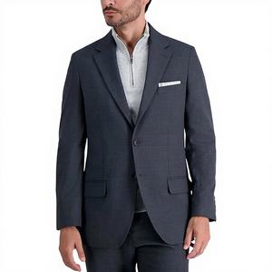 Traje de hombre premium de un solo botón, elástico, de corte ajustado y transpirable, con estampado de cuadros color carbón, blazer y pantalón modernos de corte slim. - Product Image 2