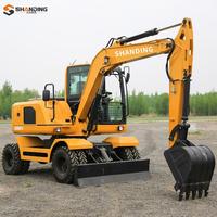 Harga Pabrik SHANDING excavator roda mini 7Ton 8Ton 8.5Ton 13Ton excavator roda bucket mini bagger mini digger Dijual
