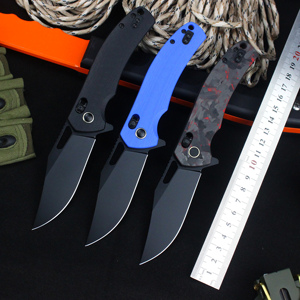 Dao gấp chiến thuật Tunafire GT-T0042-1, lưỡi dao 14C28N mới, cán dao bằng sợi carbon đỏ G10, khóa trục, cán đen. - Product Image 1