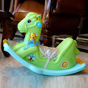 เก้าอี้โยกไม้สำหรับเด็ก1-6ขวบพร้อมที่นั่งดนตรีพลาสติกหนาของเล่นเด็กแกว่งรถของขวัญที่สมบูรณ์แบบสำหรับเด็ก - Product Image 1
