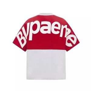 カスタムメンズコットンTシャツカラーブロックオーバーサイズ半袖クルーネックグラフィックプリントストリートウェアヒップホップTシャツ卸売業者 - Product Image 1