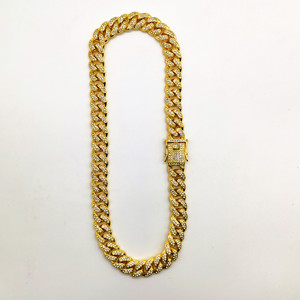Estilo americano europeu de alta qualidade 12mm Hip Hop Cool Cuban Link Chain Colares para homens Full Diamond Alloy Fashion Chains - Product Image 2