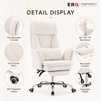 Chaise de bureau ergonomique inclinable en chenille avec repose-pieds, accoudoirs rabattables à 5 niveaux, dossier haut, pivotante, pour bureau à domicile, capacité 330 LBS
