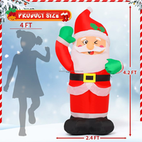 Père Noël gonflable de 7 pieds qui cligne et bouge, avec décoration de houx et lumière LED, pour la décoration de jardin, pelouse, maison, fête de Noël en extérieur