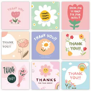50 Stück süße kleine Dankes karte Pink Square Vielen Dank für Ihre Bestell karten für Online Business Retail Package Insert