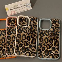 Coque de téléphone antichoc à motif léopard plein écran classique, compatible avec iPhone 17 16 15 14 13, coque de protection en TPU à motif litchi