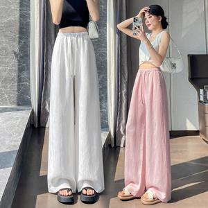 <span class=keywords><strong>Pantalon</strong></span> droit décontracté taille haute en <span class=keywords><strong>lin</strong></span> et lyocell anti-rides pour <span class=keywords><strong>femme</strong></span>, motif uni, collection été 2025 - Product Image 3