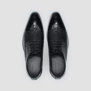 Zapatos de Vestir Casuales de Negocios para Hombre de Cuero de Ante Retro Personalizados de Alta Calidad con Tacón para Otoño, Boda, Sin Cordones, que Aumentan la Altura - Product Image 4