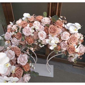 Centros de mesa para bodas, adorno de estilo otoñal con soporte, guía de camino de flores artificiales, arco de peonía rosa para decoración de eventos - Product Image 5