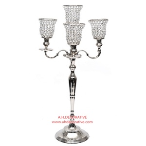 Floor Mosaic <b>Candelabra</b> 9 Arms Wedding Decorative Metal <b>Candelabra</b> With Bowl For Flowers Decorative Handmade <b>Candelabra</b> - Product Image 2