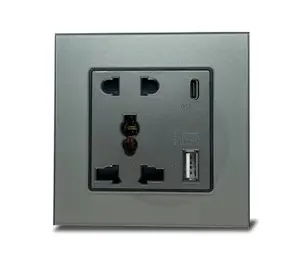uk switch socket wall tempered glass single double 13A multi universal electric socket usb c socket
