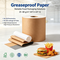 Papier alimentaire anti-graisse sans PFAS, personnalisé pour emballer les sandwichs, les hamburgers, les poulets frits, papier d'emballage alimentaire