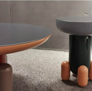 Table basse moderne en fibre de verre, petite taille, facile à transporter, plateau en verre - Product Image 2