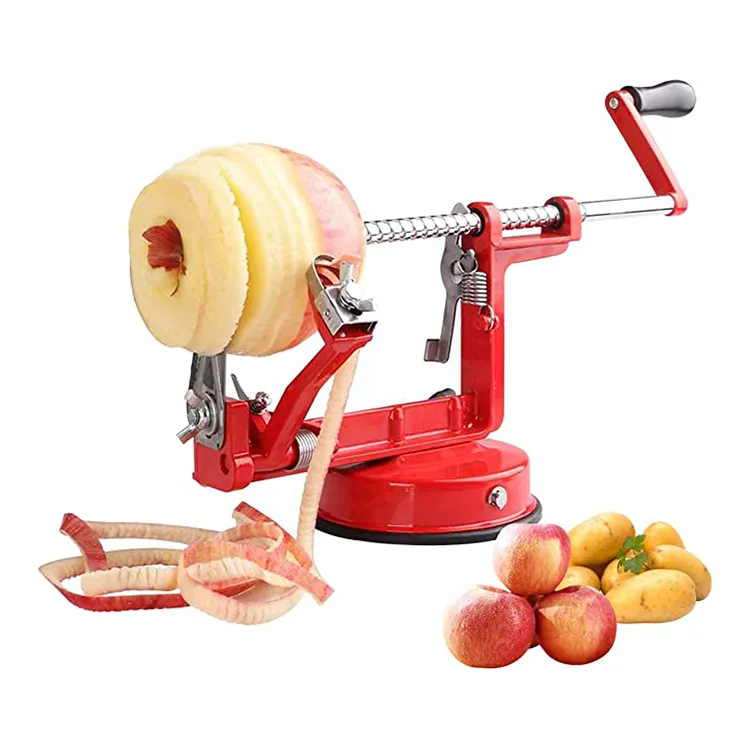 Dụng Cụ Gọt Vỏ Rau Quả Tay Đỏ Bằng Thép Không Gỉ 3 Trong 1 Apple Peeler Corer