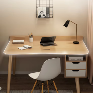 Bureau en bois minimaliste, fonctionnel, élégant, peu encombrant, disponible en plusieurs tailles, avec rangement sous tiroir, idéal pour les bureaux à domicile et les salles d'étude - Product Image 2
