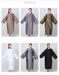 Bata de Barbero Personalizada Resistente al Agua, Blanca Brillante, Manga Larga, Bata de Cliente de Salón, Kimono con Cierre Lateral de Lazo - Product Image 6